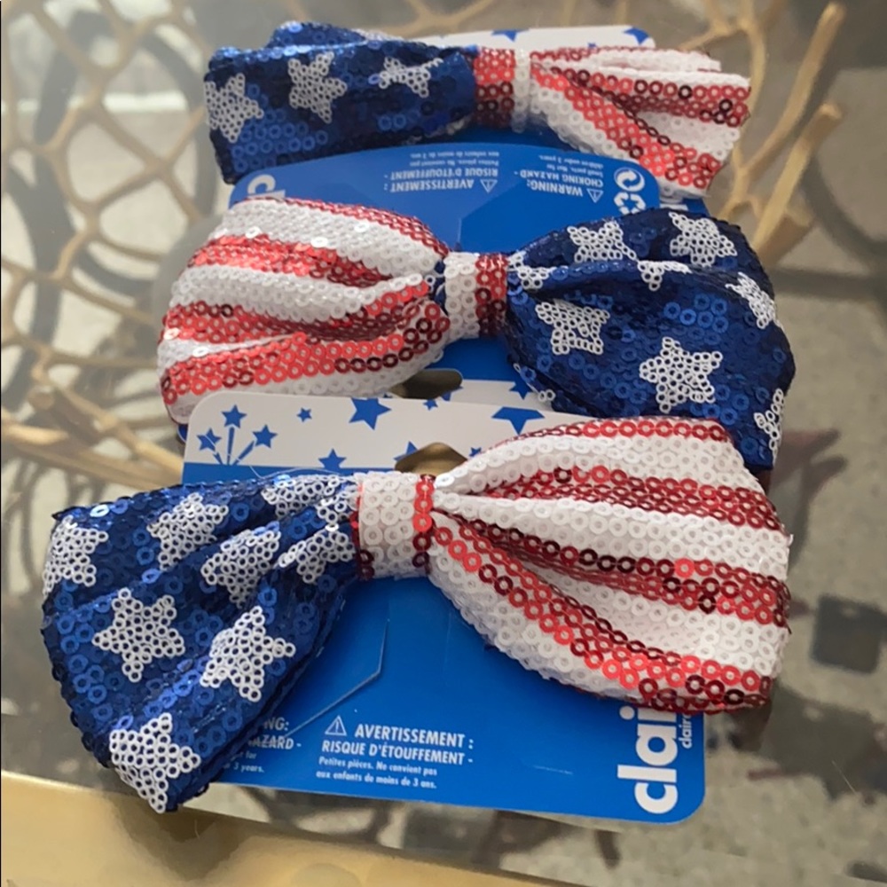 Res white and blue hair bows 3 for $9